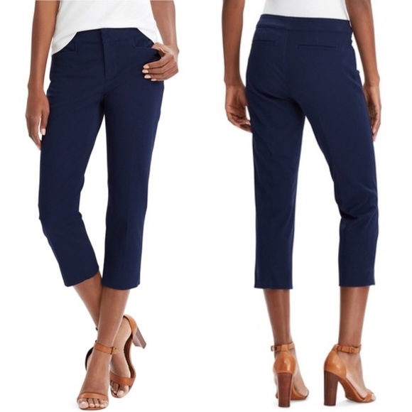 Chaps Navy Slimming Capri Slacks - Picture 3 of 8